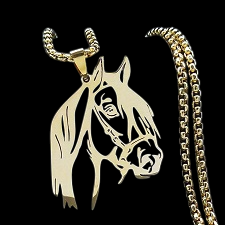 Goudkleurige RVS Dames Paardenhoofd Hanger met Ketting - Afbeelding 2