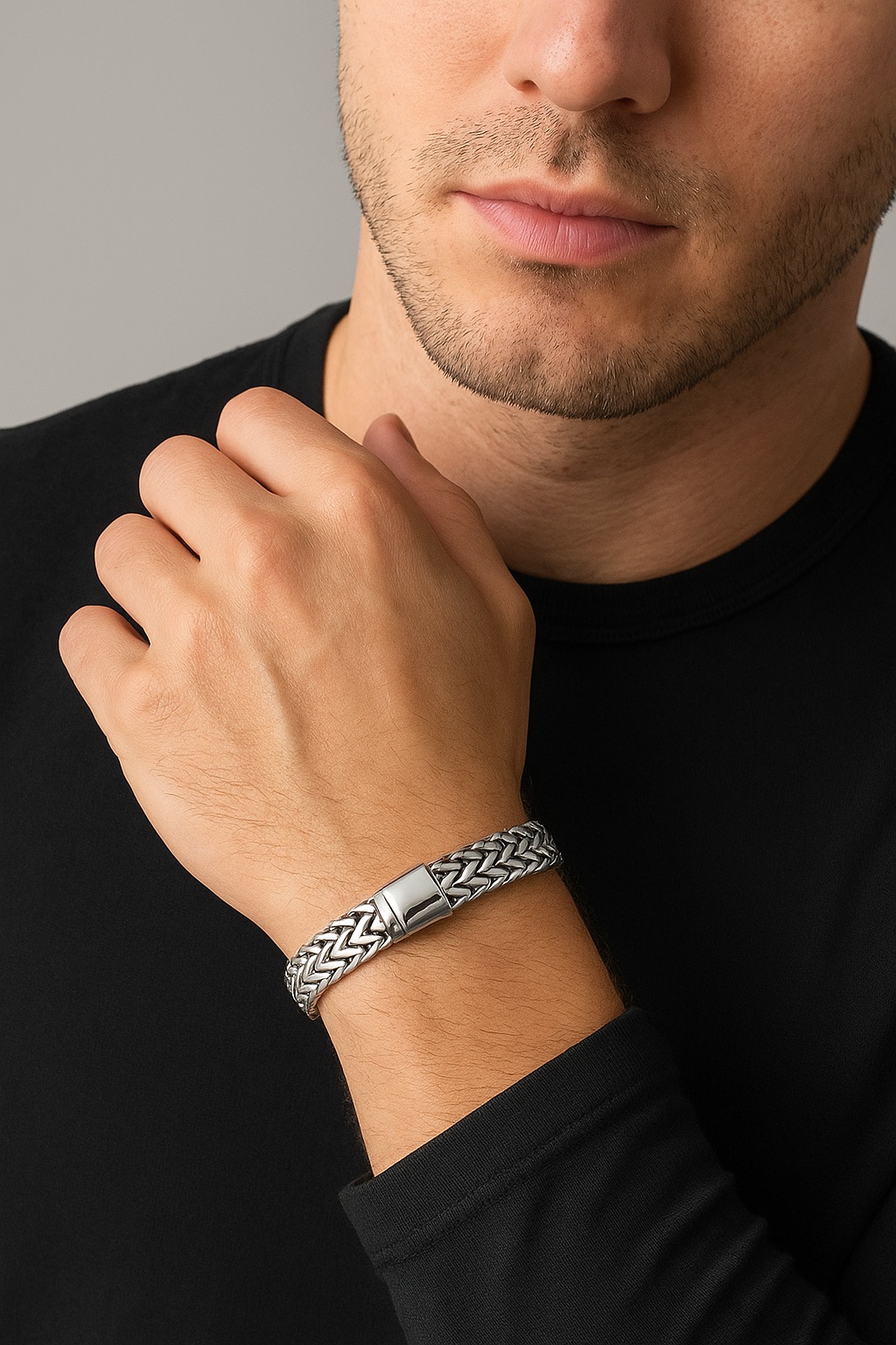 Roestvrijstalen Gevlochten Dubbele Rij Armband2