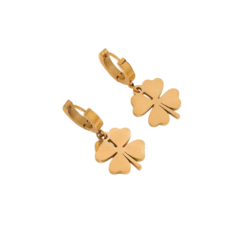 ✨ 3-delig Roestvrijstalen Goudkleurige Klavertje Vier Dames Sieradenset ✨ - Afbeelding 3