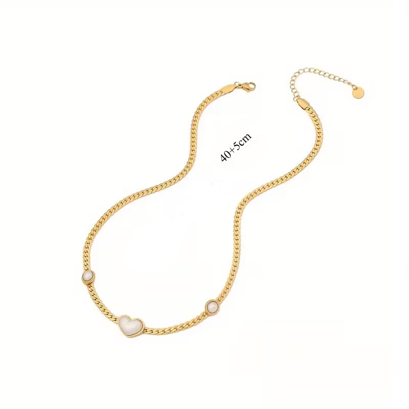 Luxe Roestvrijstalen Goudkleurige Ketting met Hart Hanger en Imitatieparel - Afbeelding 3