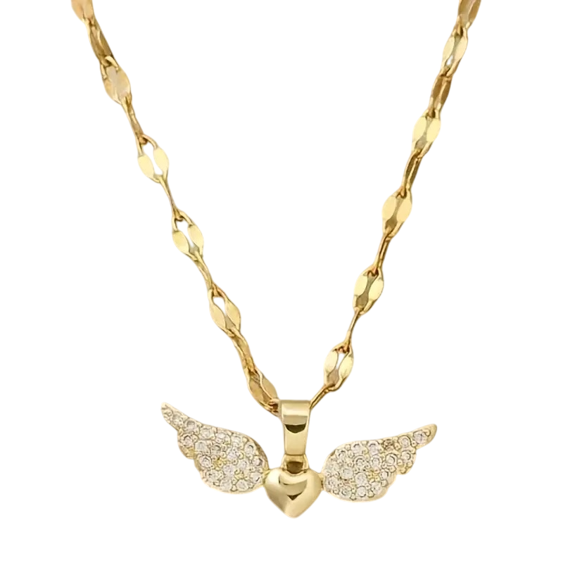 RVS goudkleurige Damesketting Hart met Vleugels - Afbeelding 2