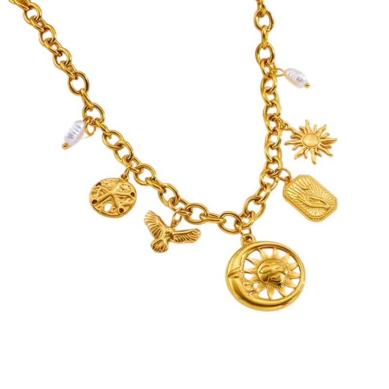 Goudkleurige RVS Dames ketting met zonnebedel - Afbeelding 5