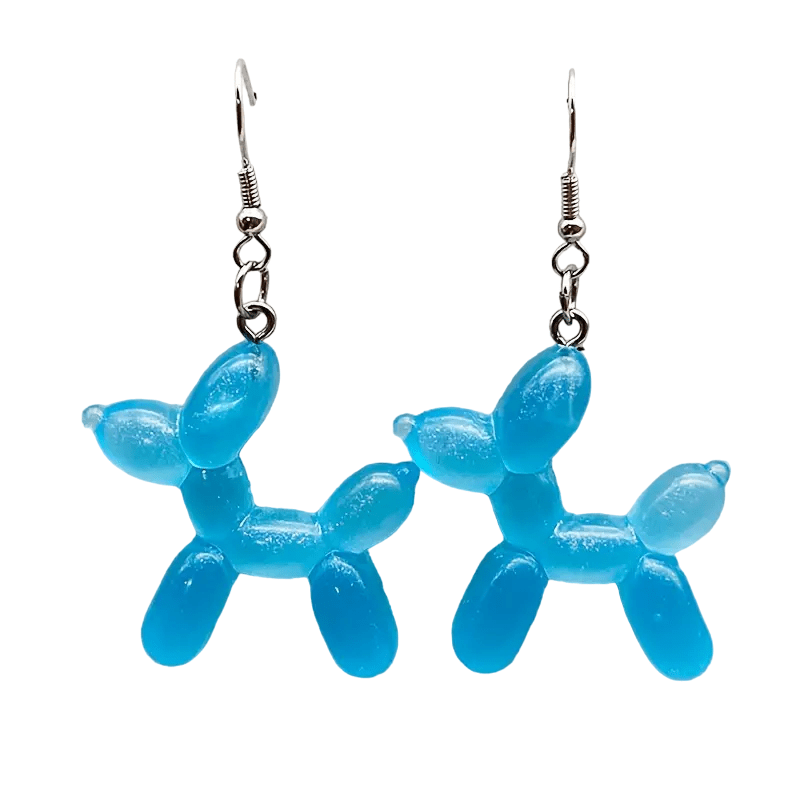 Fluorserende Ballonhond oorbellen Blauw