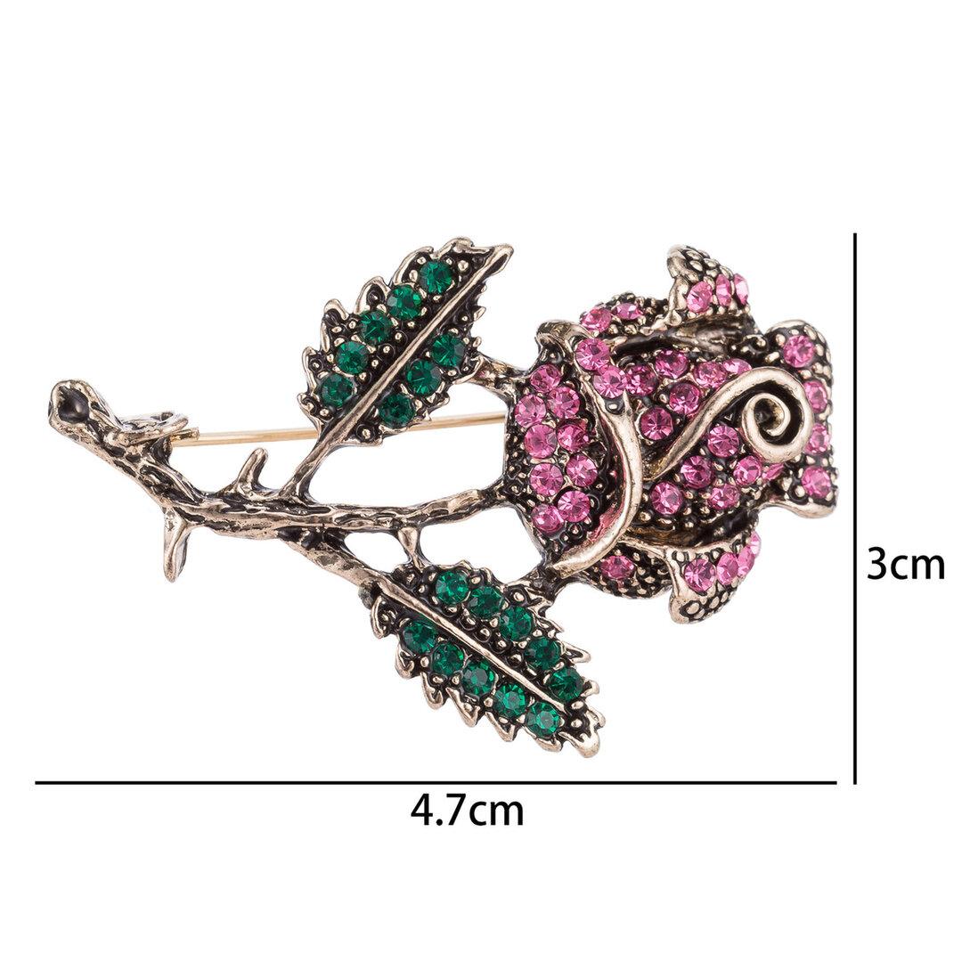 Roos Broche met Blanke Zirkonia – Tijdloze Schoonheid in Bloei - Afbeelding 2