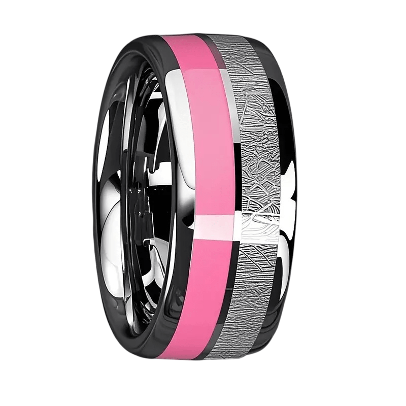 RVS dames ring zilverkleurig met roze accent – stijlvolle brede band 19mm - Afbeelding 5
