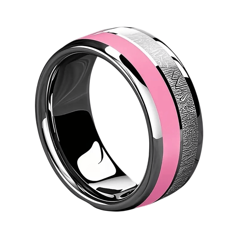 RVS dames ring zilverkleurig met roze accent – stijlvolle brede band 19mm - Afbeelding 4