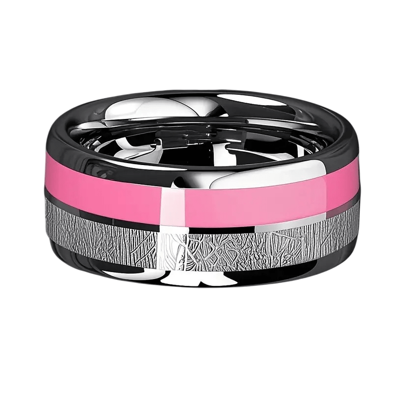 RVS dames ring zilverkleurig met roze accent – stijlvolle brede band 19mm - Afbeelding 3